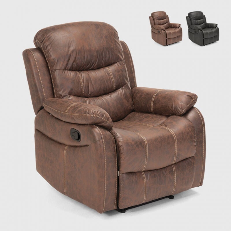 

Sillón relax reclinable manual con reposapiés polipiel Panama | Color: Marrón