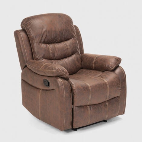 LE ROI DU RELAX Sillón relax reclinable manual con reposapiés polipiel Panama - Marrón