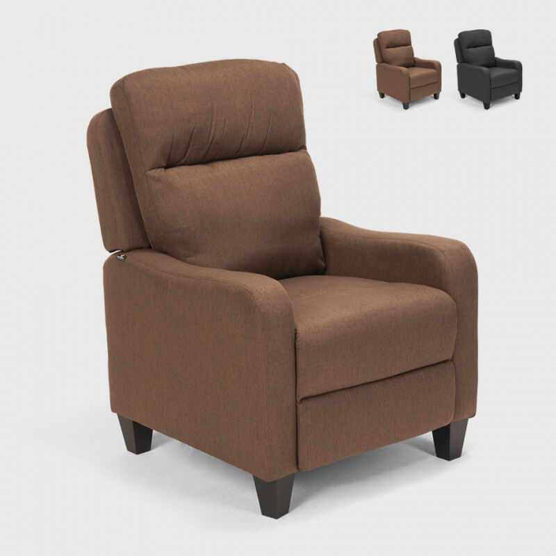 

Sillón relax reclinable push-pull con reposapiés de tela Kyoto | Color: Marrón