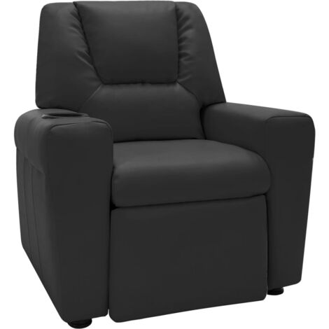 Sillón relax reclinable mediante palanca Bristol tapizado en polipiel  negro, 72 cm(ancho) 100/80cm(altura) 94/593 cm(fondo) Color SIMIL PIEL NEGRO