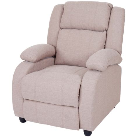 Sillón relax sillón TV con reposapiés y reposabrazos en tela/textil gris crema 040003173
