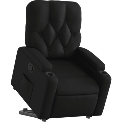 Sillón relax TV cómodo tapizado con función de elevación eléctrica en PVC negro DEC028089
