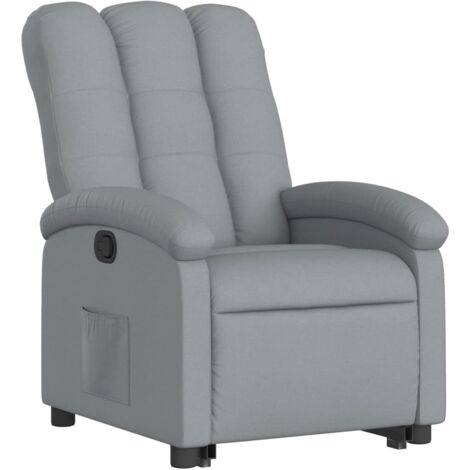 Sillón relax TV cómodo tapizado con función de elevación eléctrica en tela gris claro DEC027888