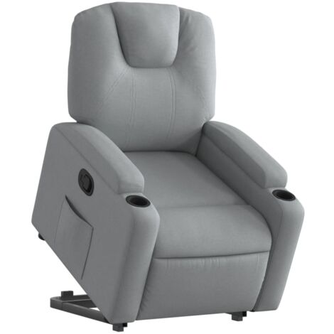 Sillón relax TV cómodo tapizado con función de elevación eléctrica en tela gris claro DEC027889