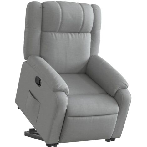 Sillón relax TV cómodo tapizado con función de elevación eléctrica en tela gris claro DEC027898