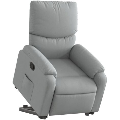 Sillón relax TV cómodo tapizado con función de elevación eléctrica en tela gris claro DEC027900