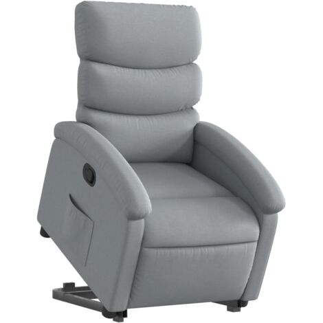 Sillón relax TV cómodo tapizado con función de elevación eléctrica en tela gris claro DEC027901