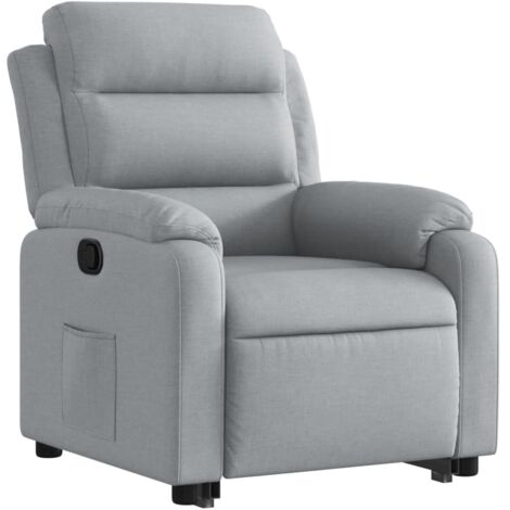 Sillón relax TV cómodo tapizado con función de elevación eléctrica en tela gris claro DEC027902