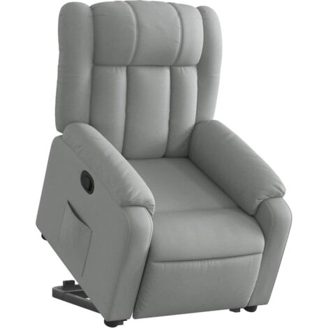 Sillón relax TV cómodo tapizado con función de elevación eléctrica en tela gris claro DEC027910