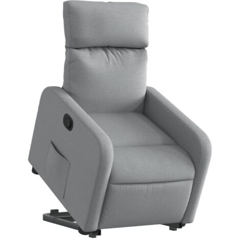 Sillón relax TV cómodo tapizado con función de elevación eléctrica en tela gris claro DEC027911