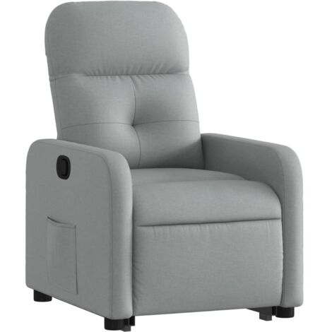 Sillón relax TV cómodo tapizado con función de elevación eléctrica en tela gris claro DEC027912