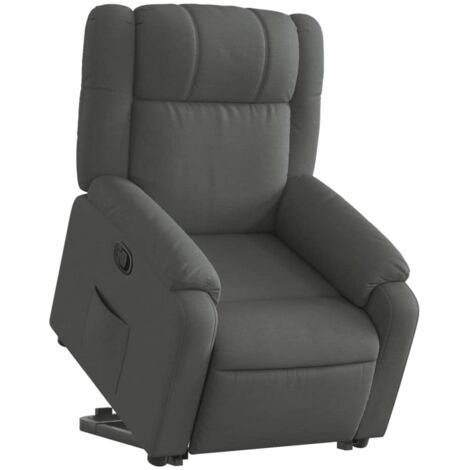 Sillón relax TV cómodo tapizado con función de elevación eléctrica en tela gris oscuro DEC027932