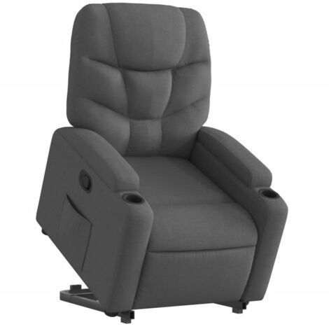 Sillón relax TV cómodo tapizado con función de elevación eléctrica en tela gris oscuro DEC027934