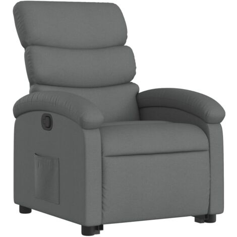 Sillón relax TV cómodo tapizado con función de elevación eléctrica en tela gris oscuro DEC027935