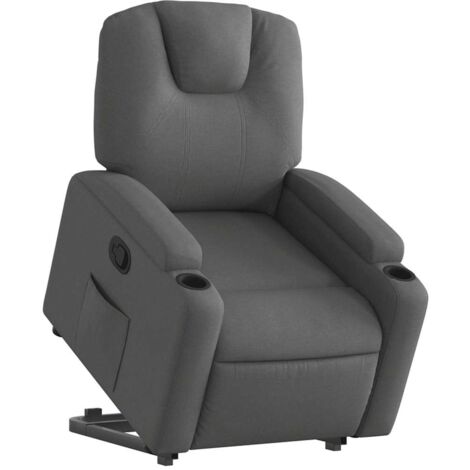 Sillón relax TV cómodo tapizado con función de elevación eléctrica en tela gris oscuro DEC027946