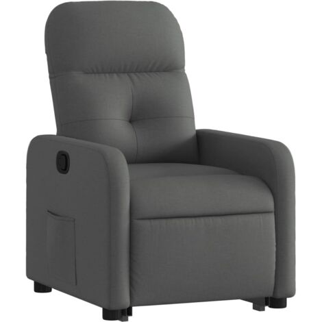 Sillón relax TV cómodo tapizado con función de elevación eléctrica en tela gris oscuro DEC027960