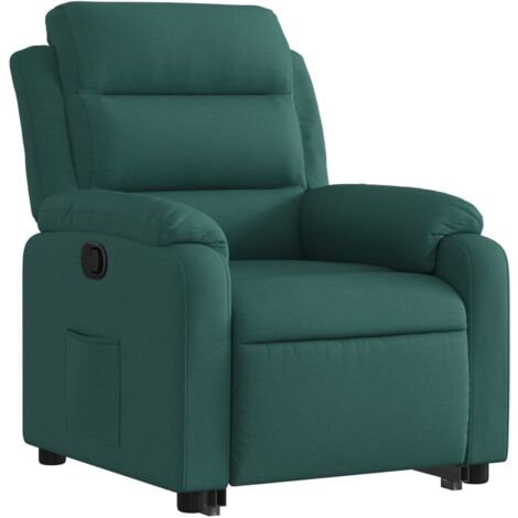 Sillón relax TV cómodo tapizado con función de elevación eléctrica en tela verde oscuro DEC028230
