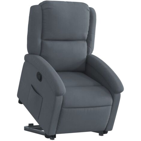 Sillón relax TV cómodo tapizado con función de elevación eléctrica en terciopelo gris oscuro DEC027965