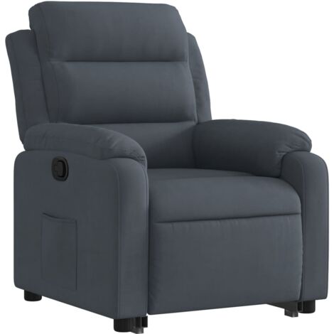 Sillón relax TV cómodo tapizado con función de elevación eléctrica en terciopelo gris oscuro DEC027966