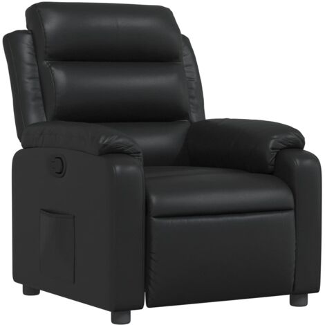 Sillón relax TV cómodo tapizado con función de inclinación manual en PVC negro DEC028075