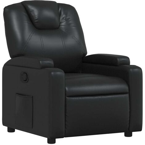 Sillón relax TV cómodo tapizado con función de inclinación manual en PVC negro DEC028084