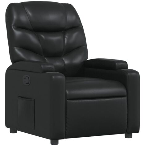 Sillón relax TV cómodo tapizado con función de inclinación manual en PVC negro DEC028086