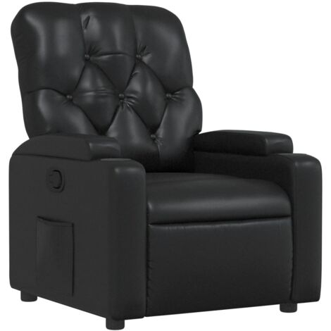 Sillón relax TV cómodo tapizado con función de inclinación manual en PVC negro DEC028087