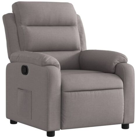 Sillón relax TV cómodo tapizado con función de inclinación manual en tela color topo DEC028183