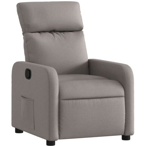 Sillón relax TV cómodo tapizado con función de inclinación manual en tela color topo DEC028191