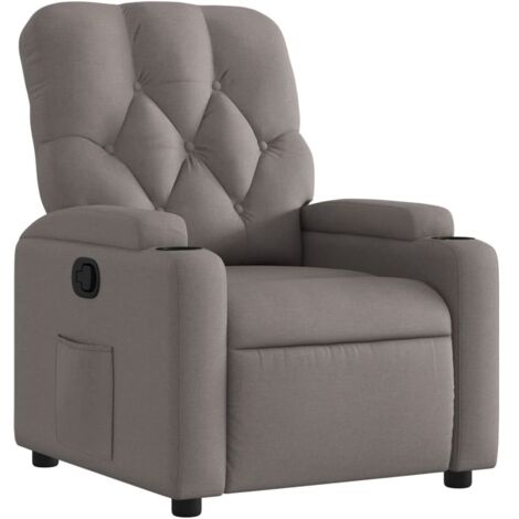 Sillón relax TV cómodo tapizado con función de inclinación manual en tela color topo DEC028198
