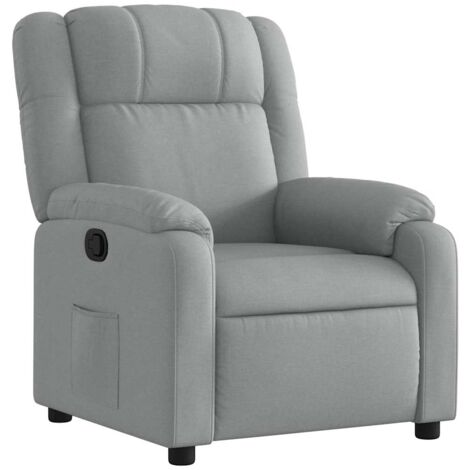 Sillón relax TV cómodo tapizado con función de inclinación manual en tela gris claro DEC027897