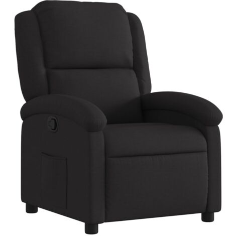Sillón relax TV cómodo tapizado con función de inclinación manual en tela negra DEC028099