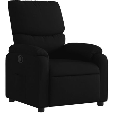 Sillón relax TV cómodo tapizado con función de inclinación manual en tela negra DEC028101