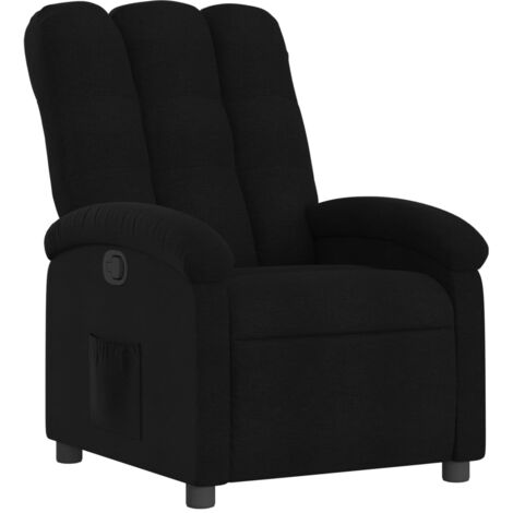 Sillón relax TV cómodo tapizado con función de inclinación manual en tela negra DEC028118
