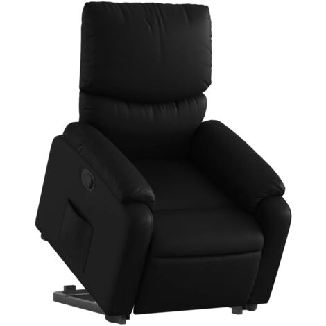 Sillón relax TV cómodo tapizado función elevación eléctrica en PVC negro DEC028067