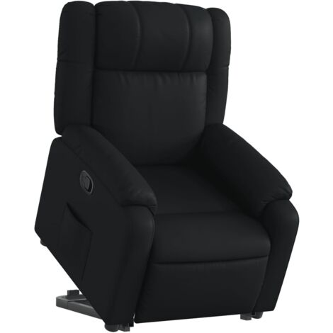 Sillón relax TV cómodo tapizado función elevación eléctrica en PVC negro DEC028076