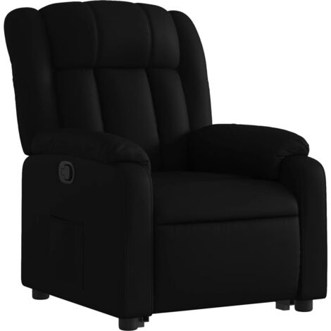 Sillón relax TV cómodo tapizado función elevación eléctrica en PVC negro DEC028083