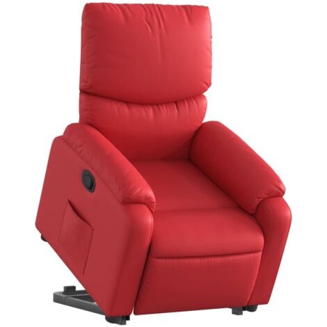 Sillón relax TV cómodo tapizado función elevación eléctrica en PVC rojo DEC028170