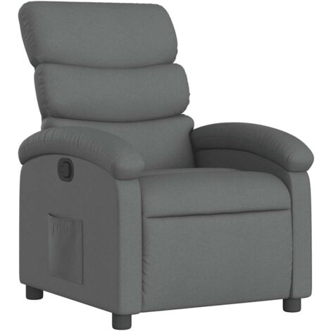 Sillón relax TV cómodo tapizado función reclinable manual en tela gris oscuro DEC027953
