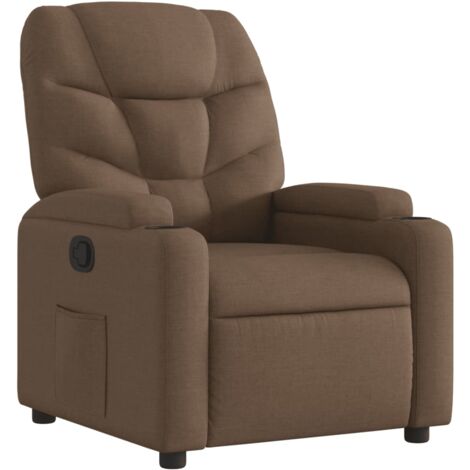 Sillón relax TV cómodo tapizado función reclinable manual en tela marrón DEC028050