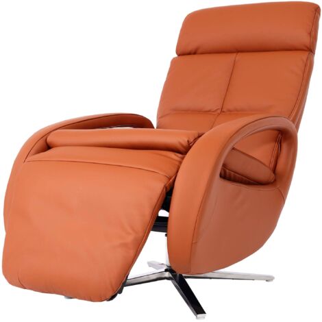 Sillón relax TV con brazos giratorios y función reclinable en piel color marrón terracota 040006832
