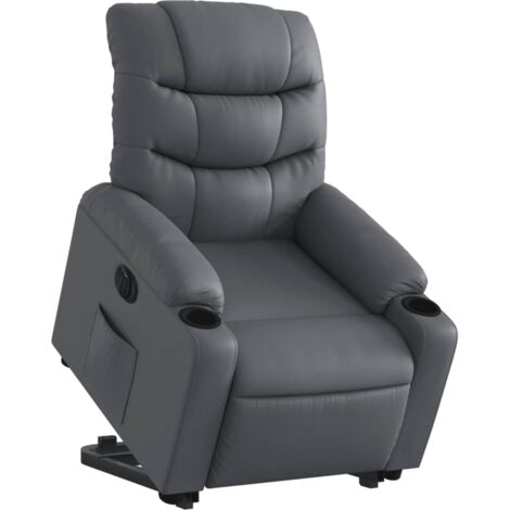 Sillón relax TV con función de elevación eléctrica muy cómoda en PVC gris DEC028379