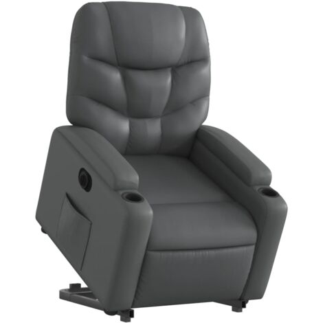 Sillón relax TV con función de elevación eléctrica muy cómoda en PVC gris DEC028391