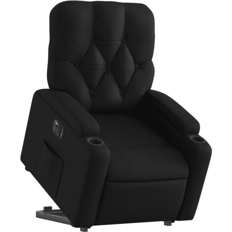 Sillón relax TV con función de elevación eléctrica muy cómoda en PVC negro DEC028476