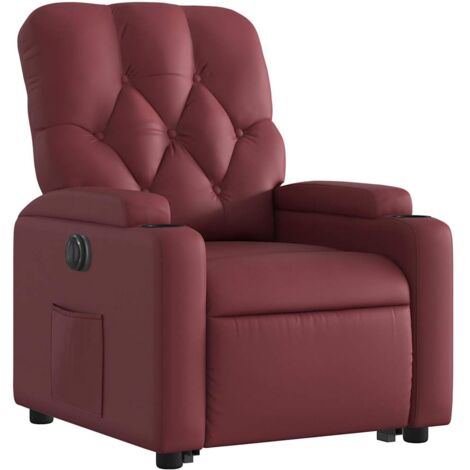 Sillón relax TV con función de elevación eléctrica muy cómoda en PVC rojo burdeos DEC028522