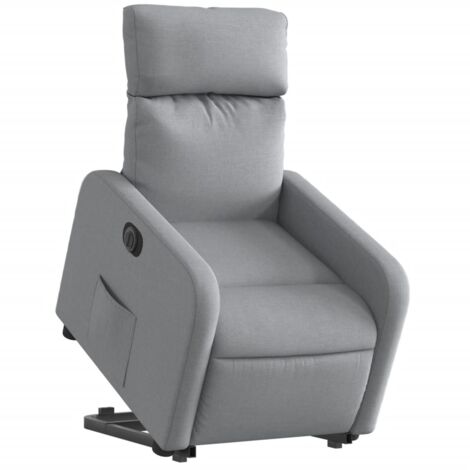 Sillón relax TV con función de elevación eléctrica muy cómoda en tejido gris claro DEC028322