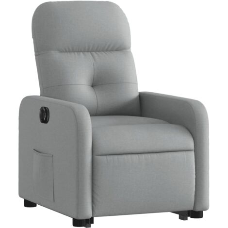 Sillón relax TV con función de elevación eléctrica muy cómoda en tejido gris claro DEC028323