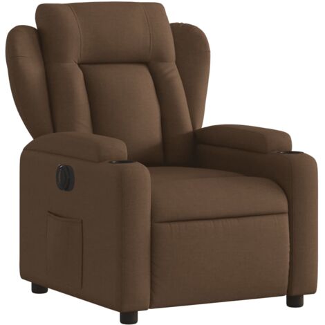 Sillón relax TV con función de elevación eléctrica muy cómoda en tejido marrón DEC028450