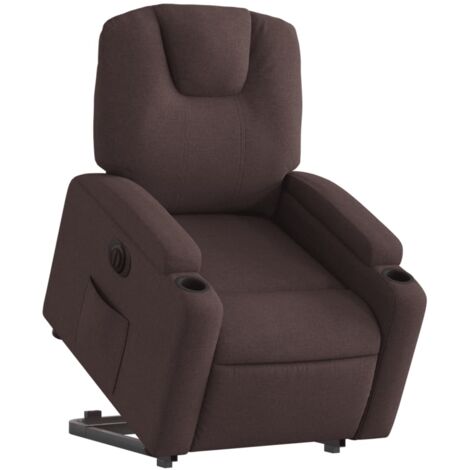 Sillón relax TV con función de elevación eléctrica muy cómoda en tejido marrón oscuro DEC028409