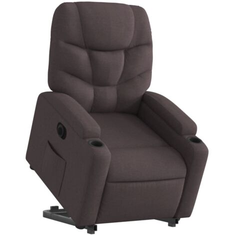 Sillón relax TV con función de elevación eléctrica muy cómoda en tejido marrón oscuro DEC028410